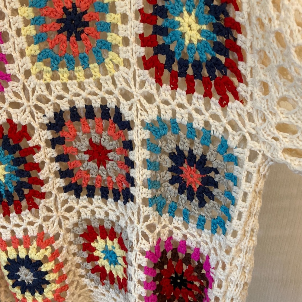 debut Cream Open Knit Sweater in Granny Squares - Picture 5 of 8